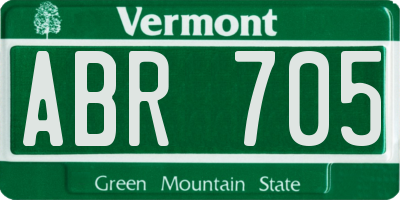 VT license plate ABR705