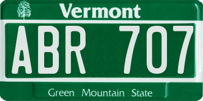 VT license plate ABR707