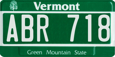 VT license plate ABR718