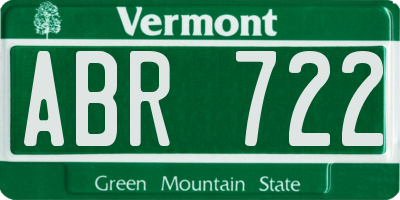 VT license plate ABR722