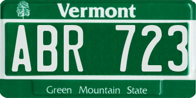 VT license plate ABR723