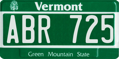 VT license plate ABR725