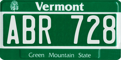 VT license plate ABR728