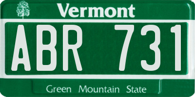 VT license plate ABR731