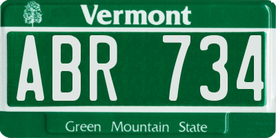 VT license plate ABR734