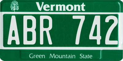 VT license plate ABR742