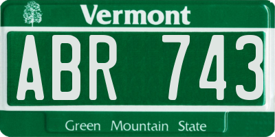 VT license plate ABR743