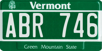 VT license plate ABR746