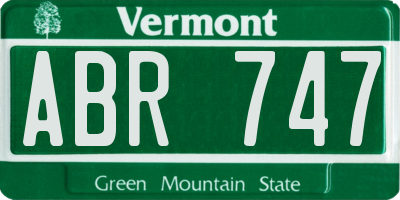 VT license plate ABR747