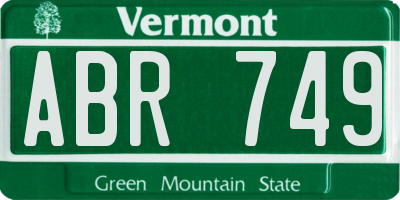 VT license plate ABR749