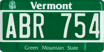 VT license plate ABR754