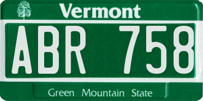 VT license plate ABR758