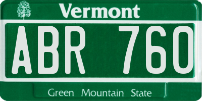 VT license plate ABR760