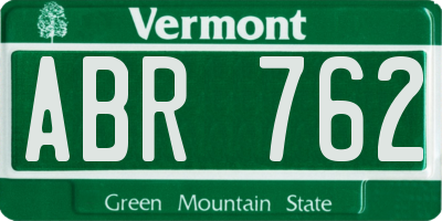 VT license plate ABR762