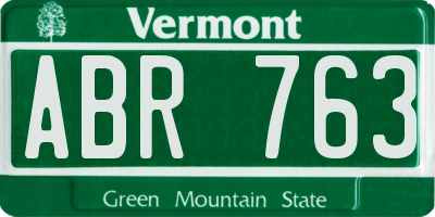 VT license plate ABR763