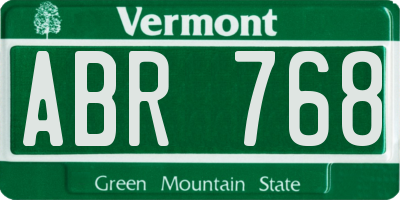 VT license plate ABR768