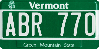 VT license plate ABR770