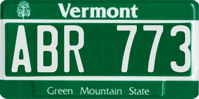 VT license plate ABR773