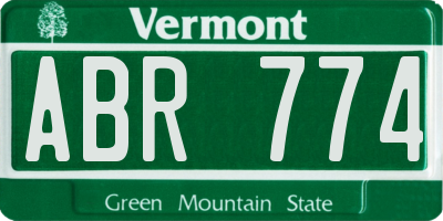 VT license plate ABR774