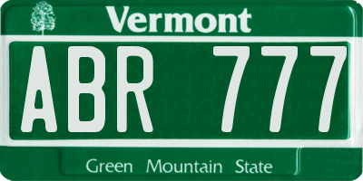 VT license plate ABR777