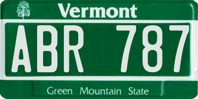 VT license plate ABR787