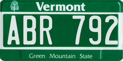 VT license plate ABR792