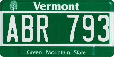 VT license plate ABR793