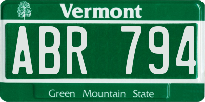 VT license plate ABR794