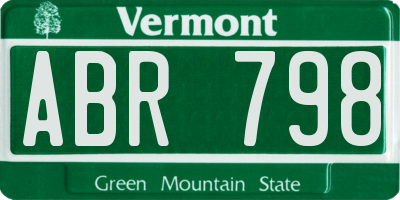 VT license plate ABR798