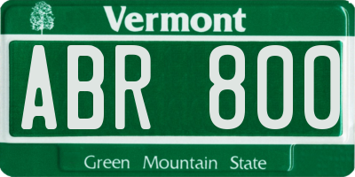 VT license plate ABR800