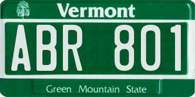 VT license plate ABR801