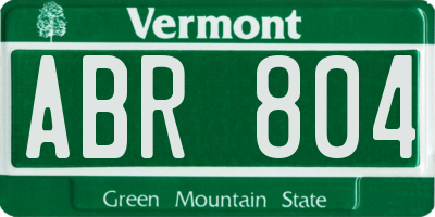 VT license plate ABR804