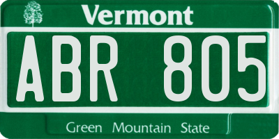 VT license plate ABR805