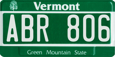 VT license plate ABR806