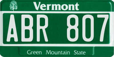 VT license plate ABR807