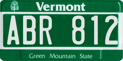 VT license plate ABR812