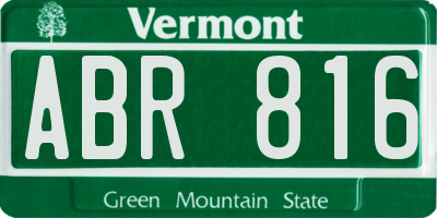 VT license plate ABR816