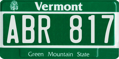 VT license plate ABR817