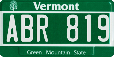 VT license plate ABR819