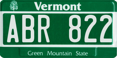 VT license plate ABR822
