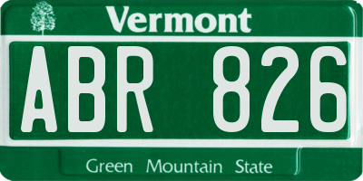 VT license plate ABR826