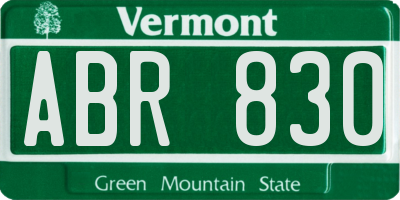 VT license plate ABR830