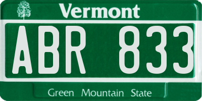 VT license plate ABR833