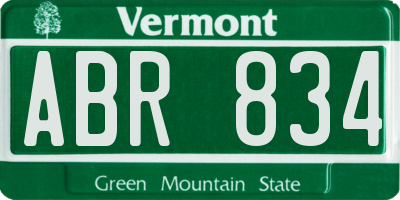 VT license plate ABR834