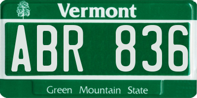 VT license plate ABR836