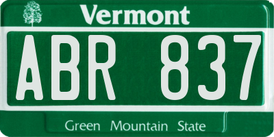 VT license plate ABR837