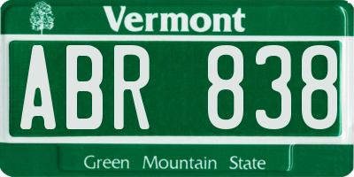 VT license plate ABR838