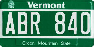 VT license plate ABR840