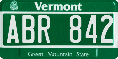 VT license plate ABR842