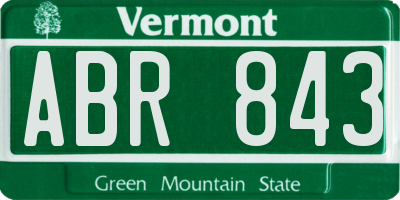 VT license plate ABR843